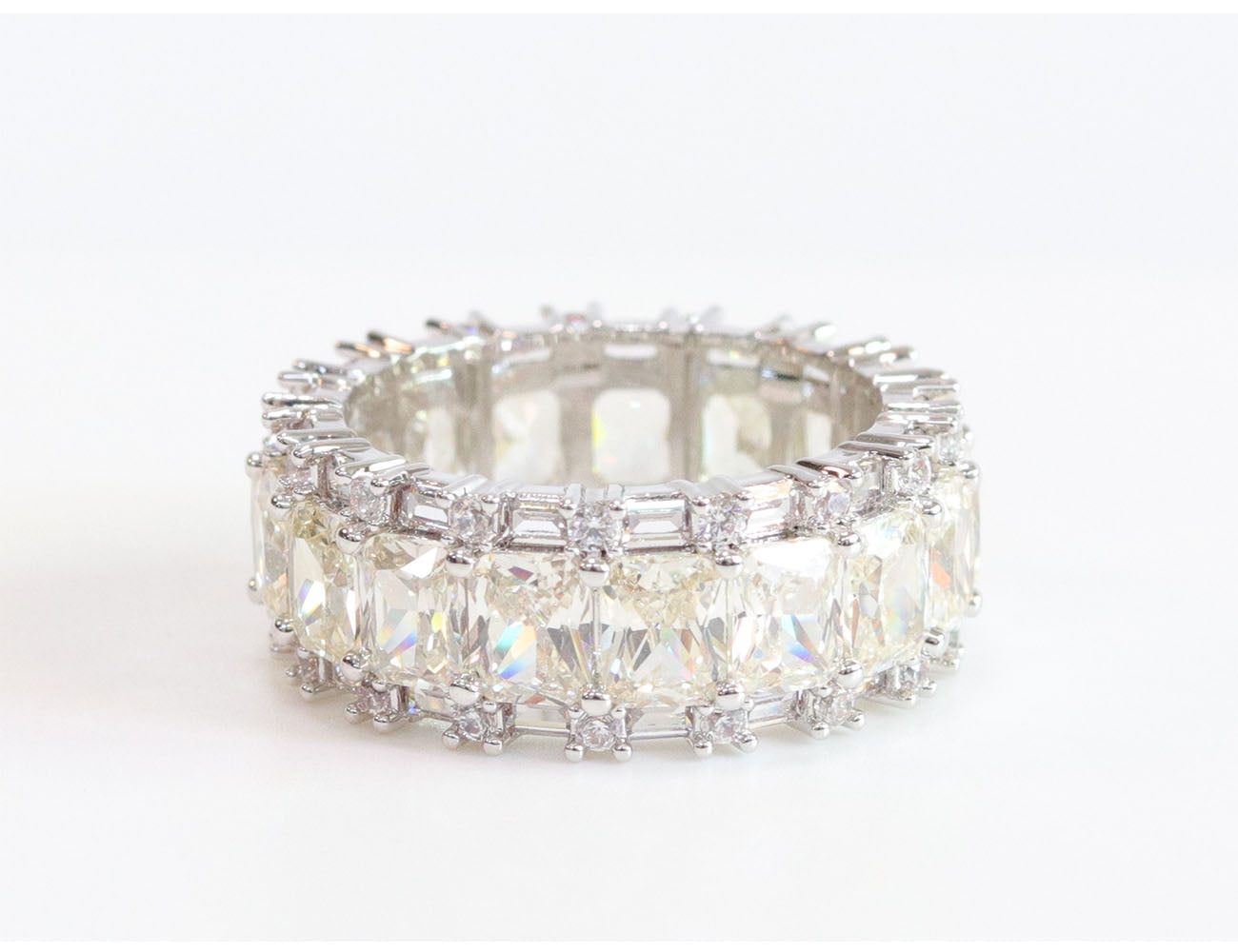 Silver plated baguette ring