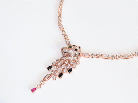 Cz rose gold panther sleek chain