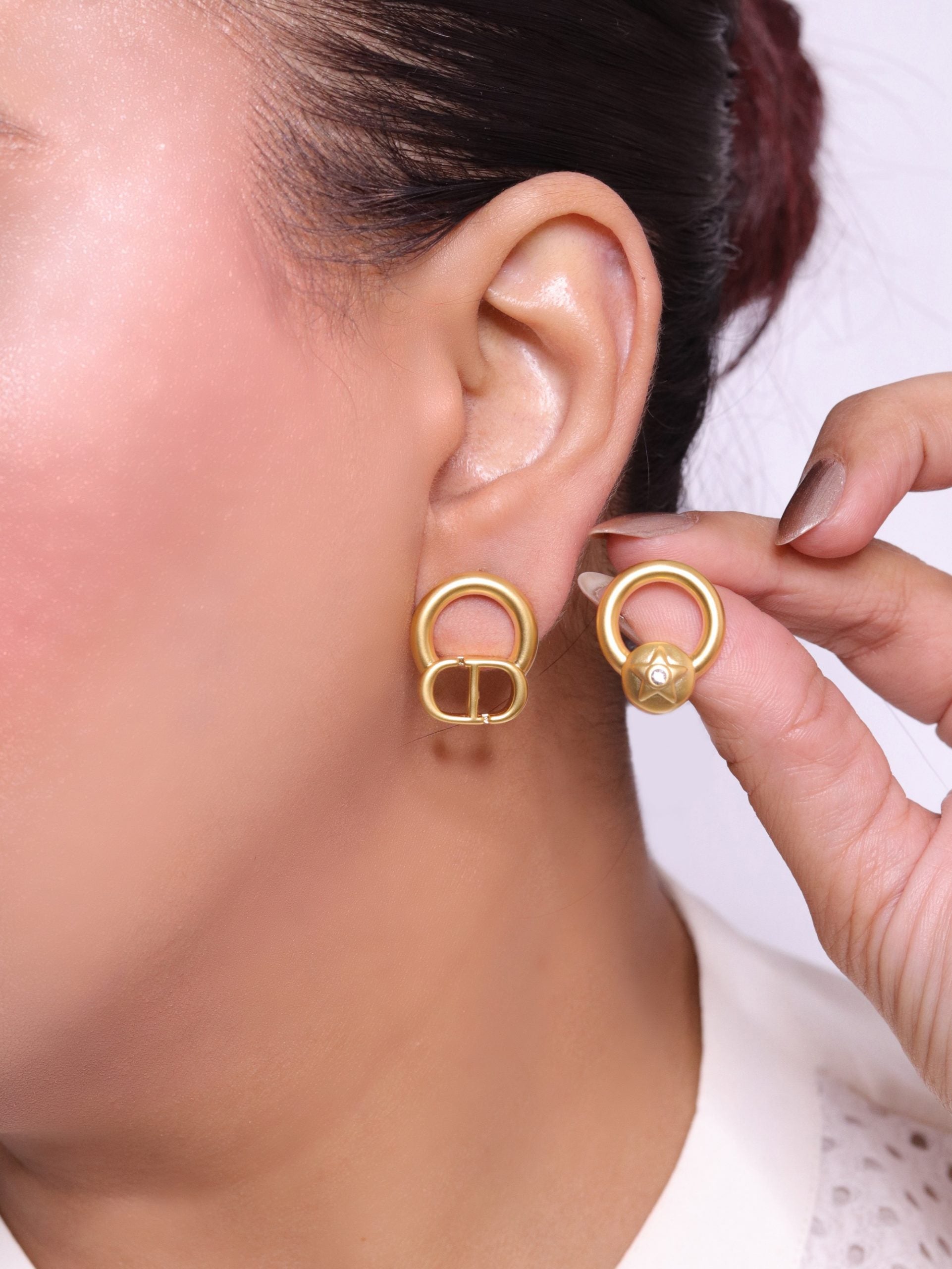 Alphabet CD and star Gold studs