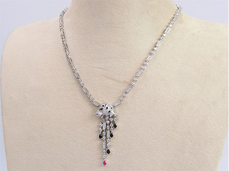 Cz platinum panther sleek chain