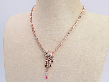 Cz rose gold panther sleek chain