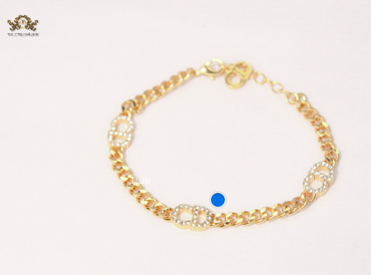Alphabet CD linked chain bracelet with CZ