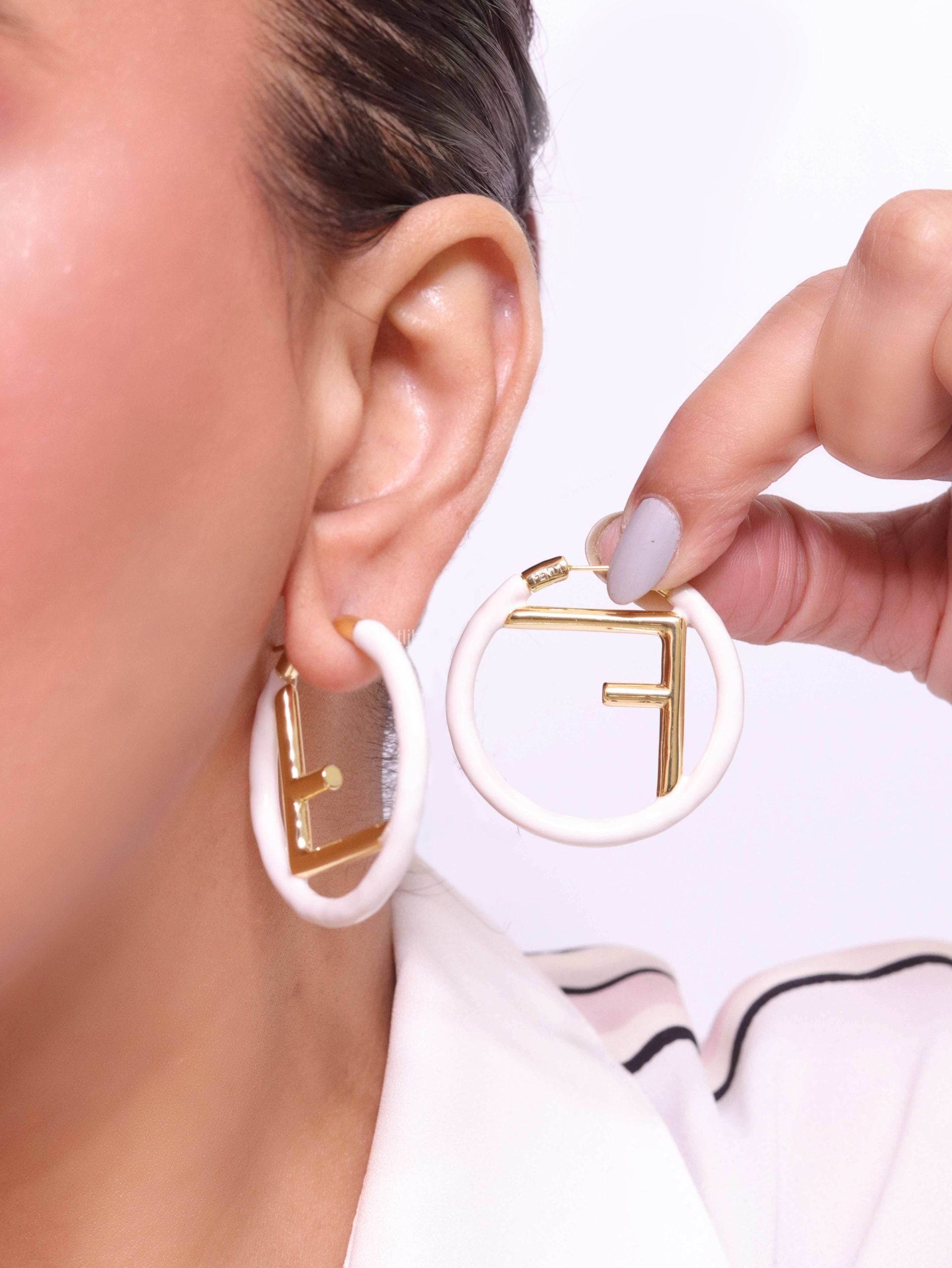 White Alphabet F Hoops
