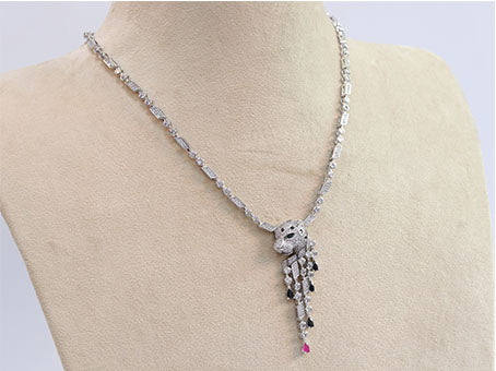 Cz platinum panther sleek chain