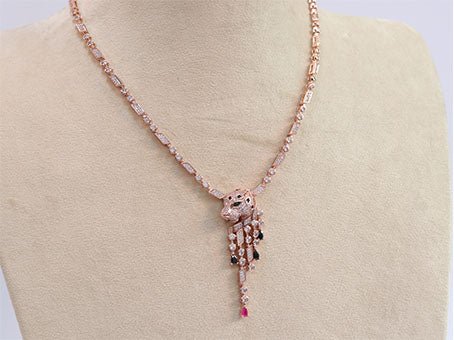 Cz rose gold panther sleek chain