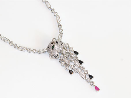 Cz platinum panther sleek chain