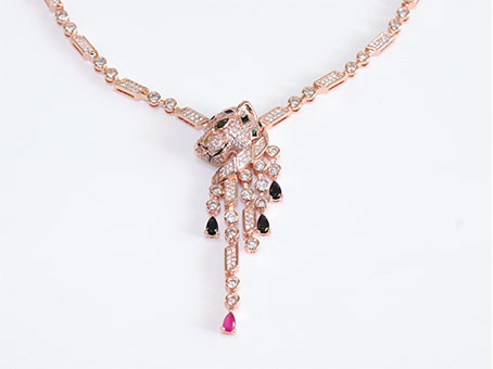 Cz rose gold panther sleek chain