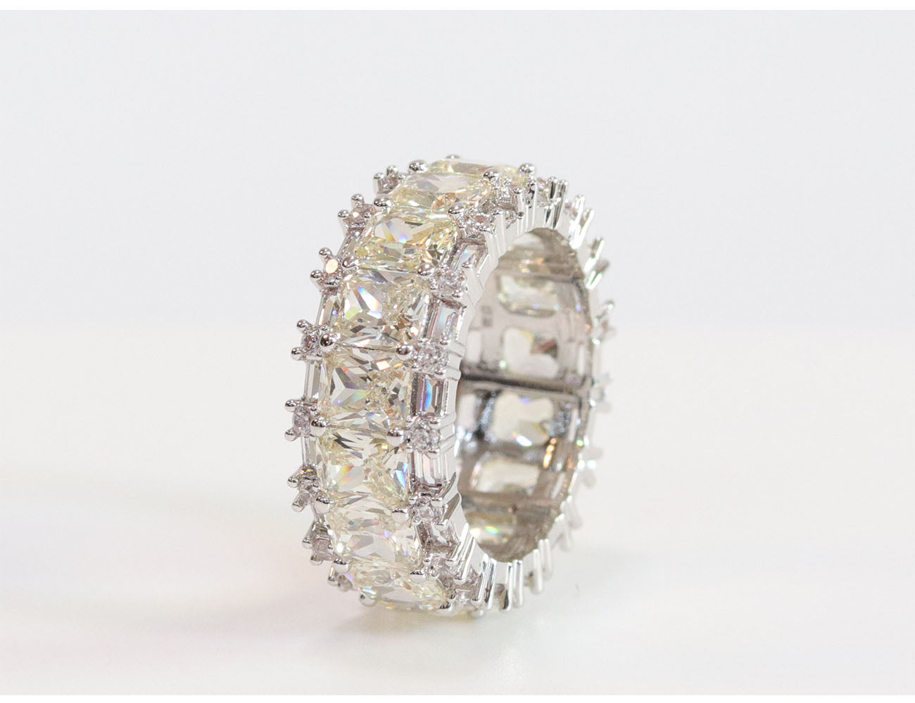 Silver plated baguette ring