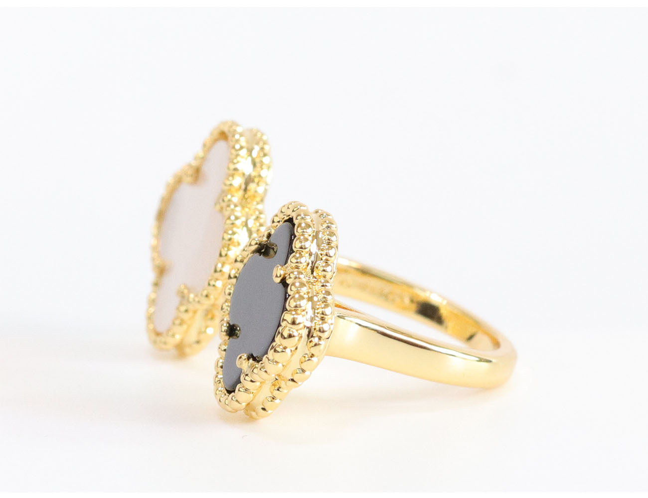 Double WHITE & BLACK malachite ring