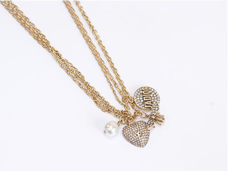 Alphabet Pearl and charm pendants necklace 4 charms