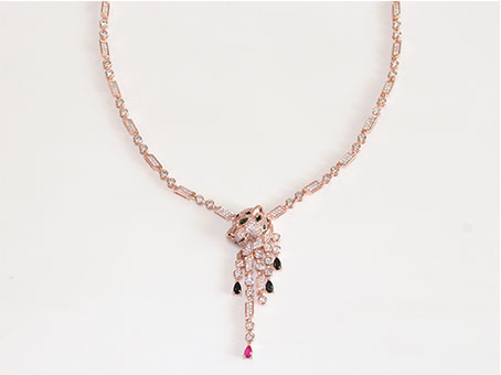 Cz rose gold panther sleek chain
