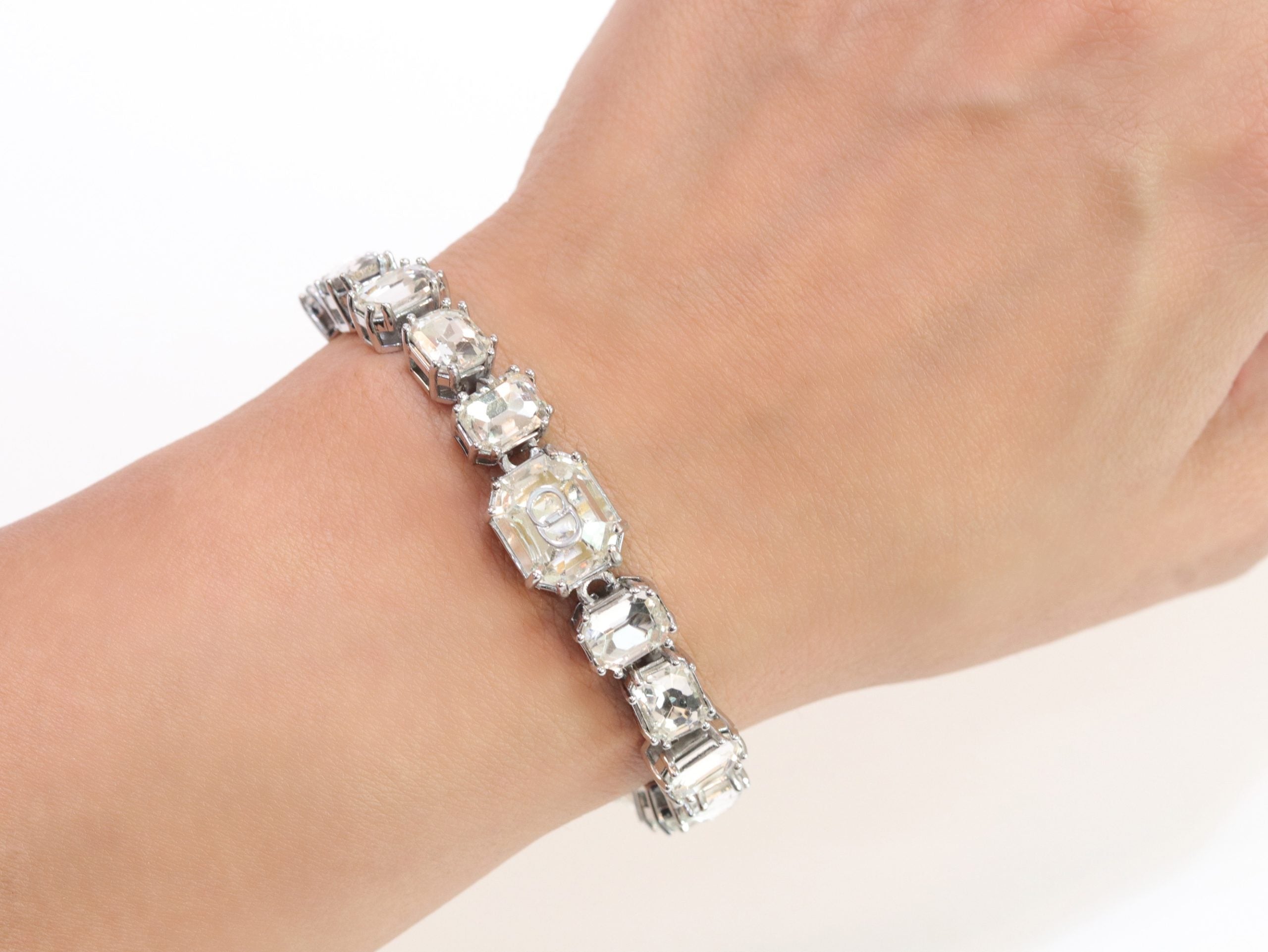 Alphabet C & D CZ bracelet in Platinum finish