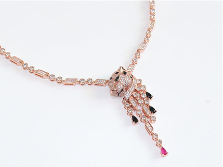 Cz rose gold panther sleek chain