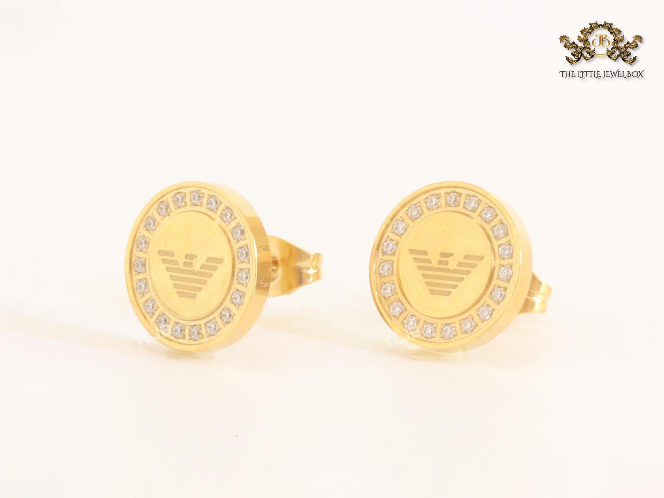 Alphabet A Cz and gold clip on studs