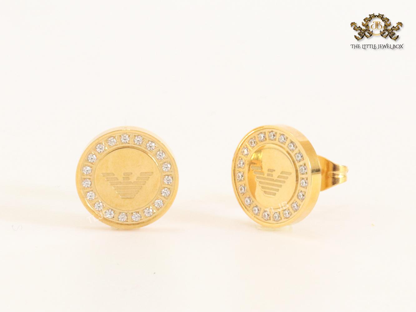 Alphabet A Cz and gold clip on studs