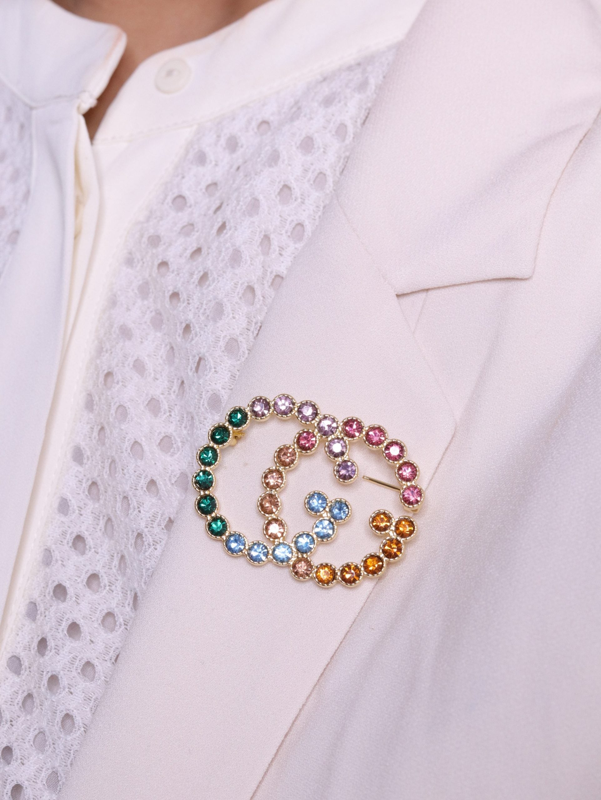 Large Double G colorful brooch