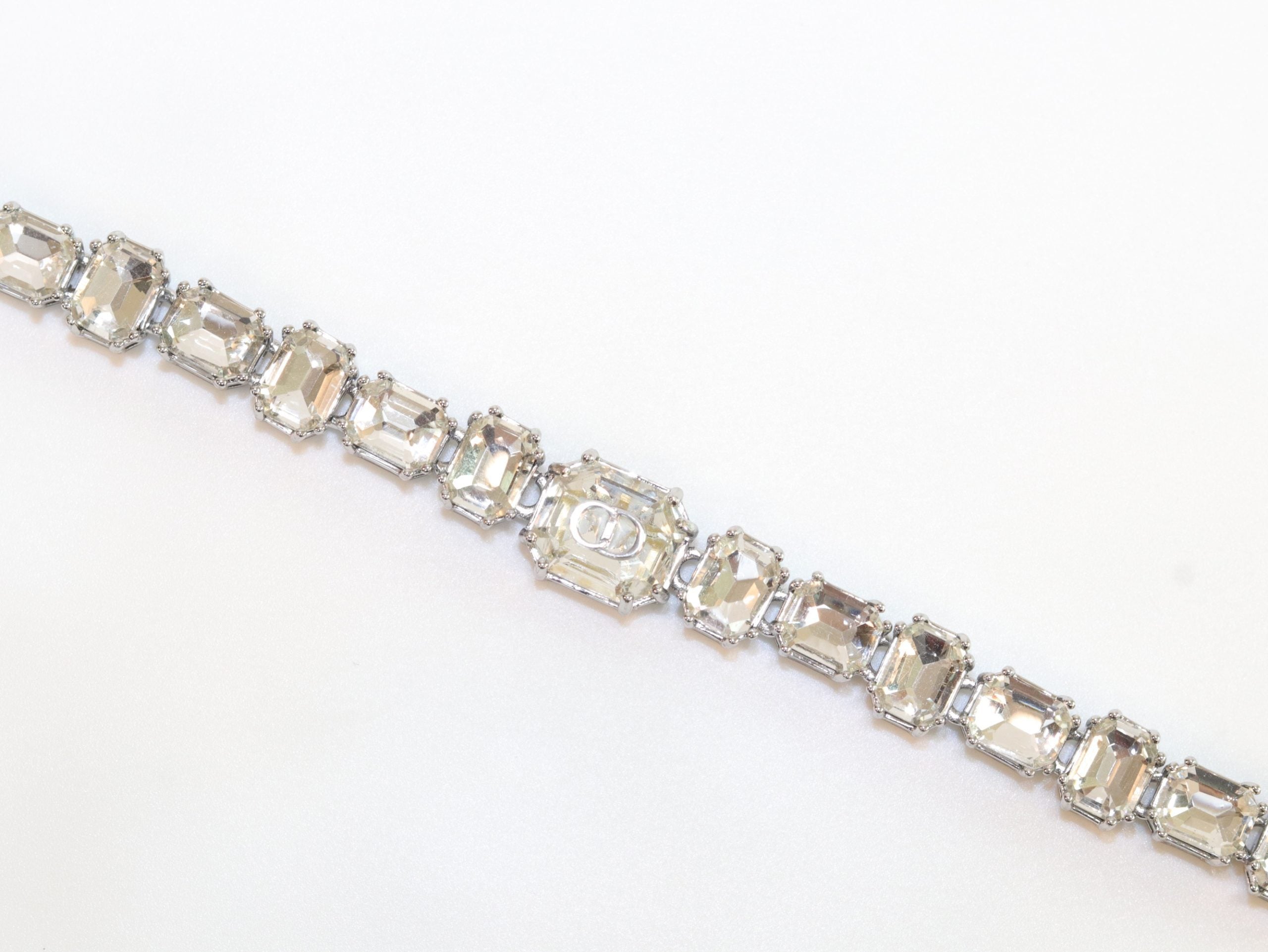 Alphabet C & D CZ bracelet in Platinum finish