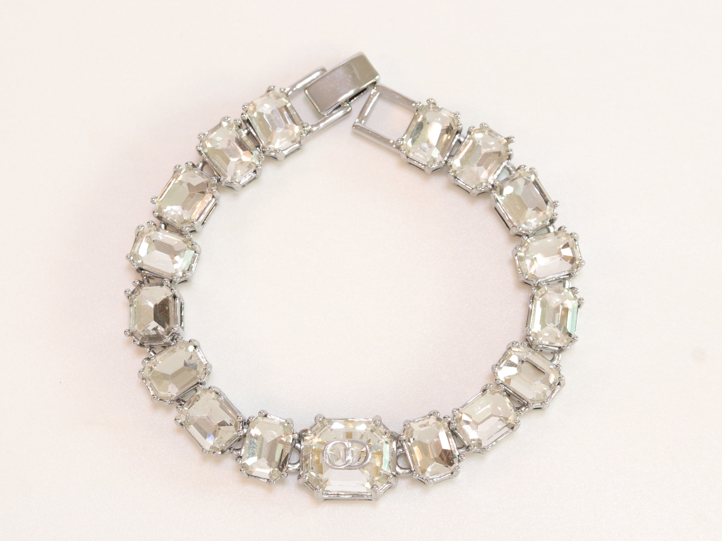 Alphabet C & D CZ bracelet in Platinum finish