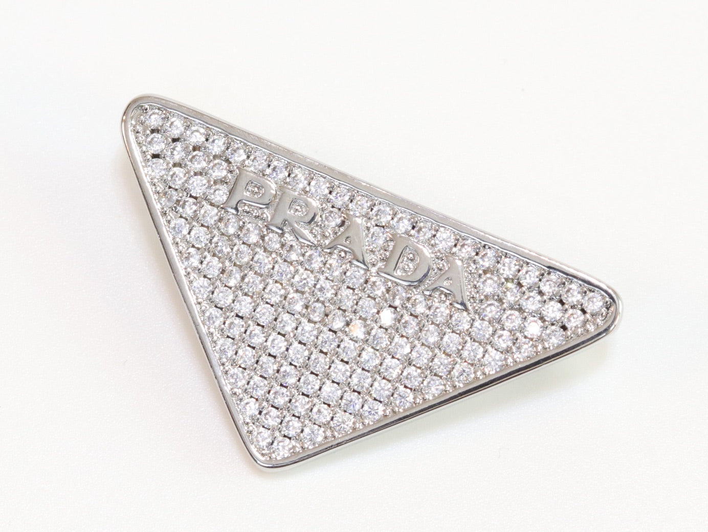 Alphabet P triangle CZ brooch in platinum finish