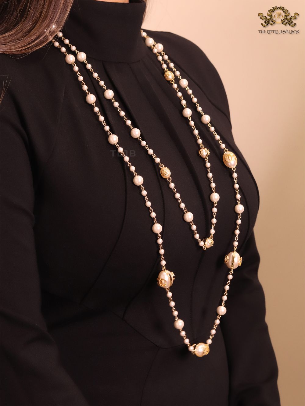 Gold Double C on Pearl chain