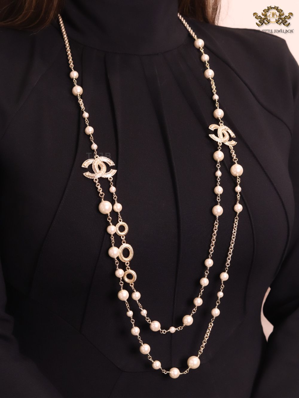 Double layered rustic gold and pear Double C chain