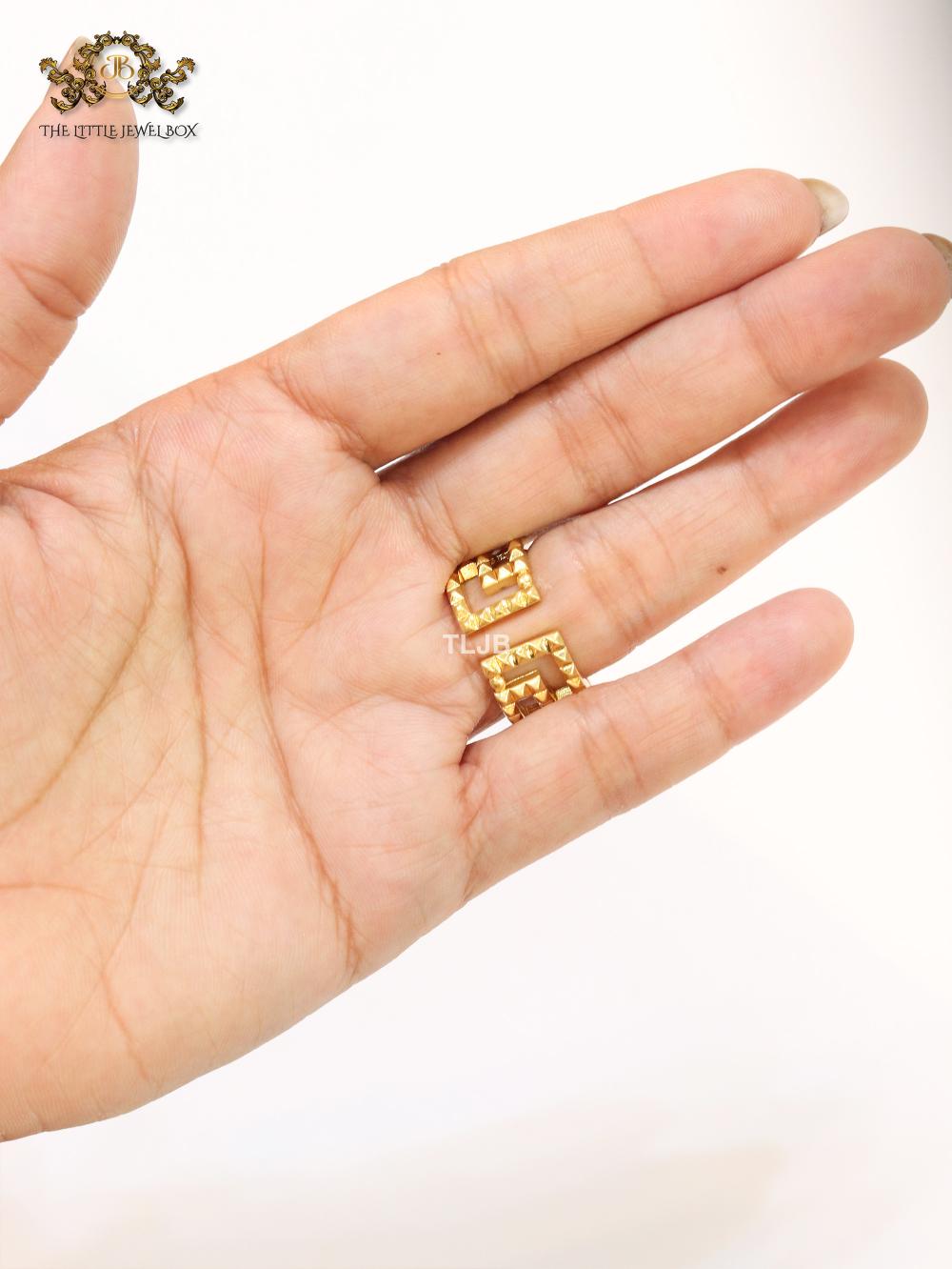 Double F gold plated textured ring