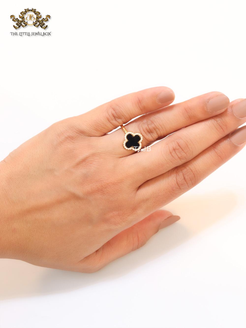 Black MOP ring with cz