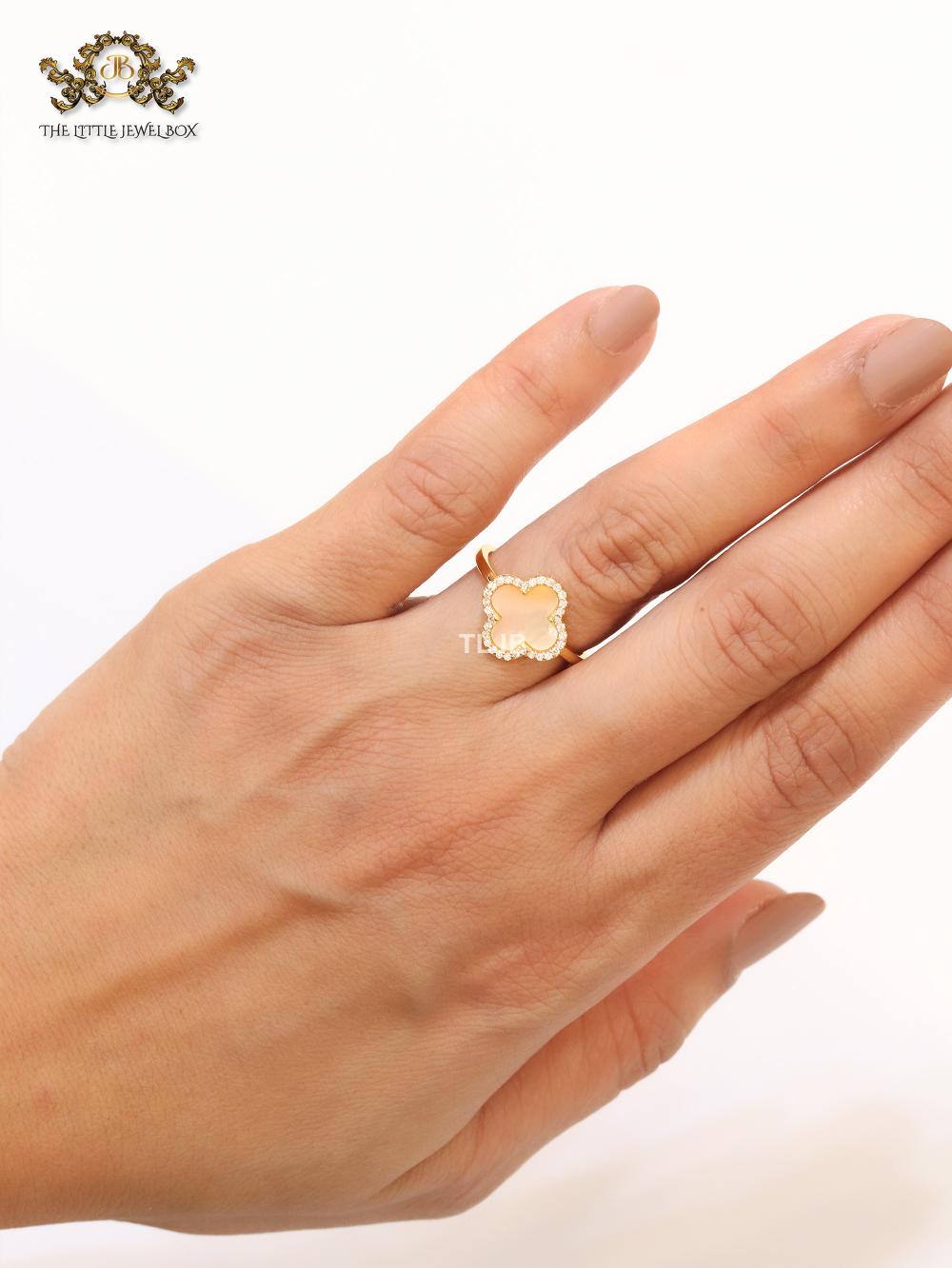 Off White MOP and cz ring