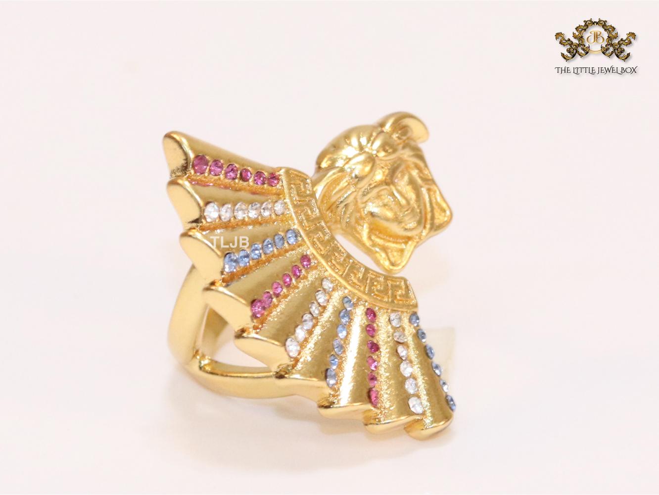 Multi Coloured stone and gold plated fan ring