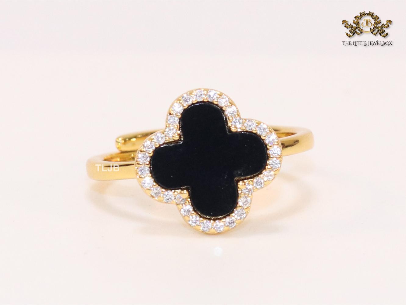Black MOP ring with cz