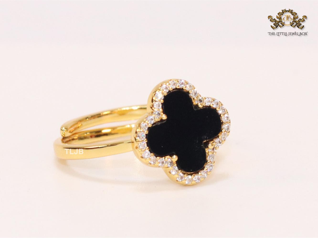 Black MOP ring with cz