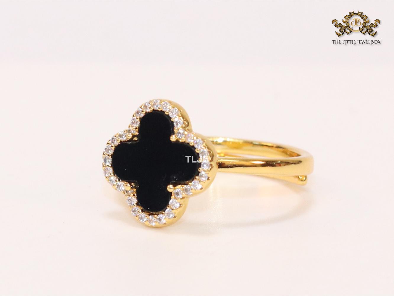 Black MOP ring with cz