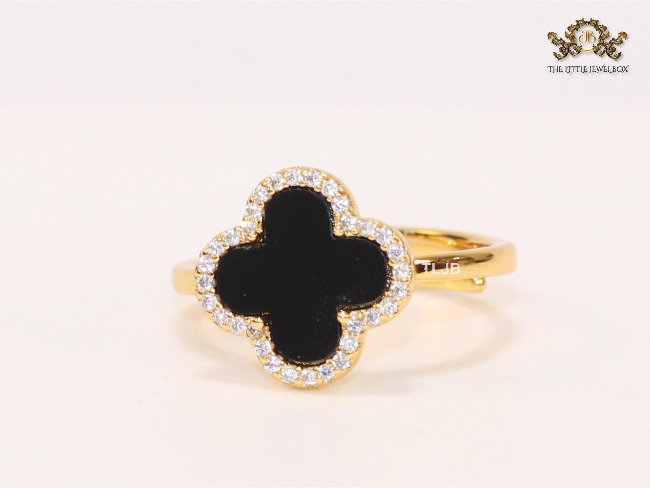 Black MOP ring with cz
