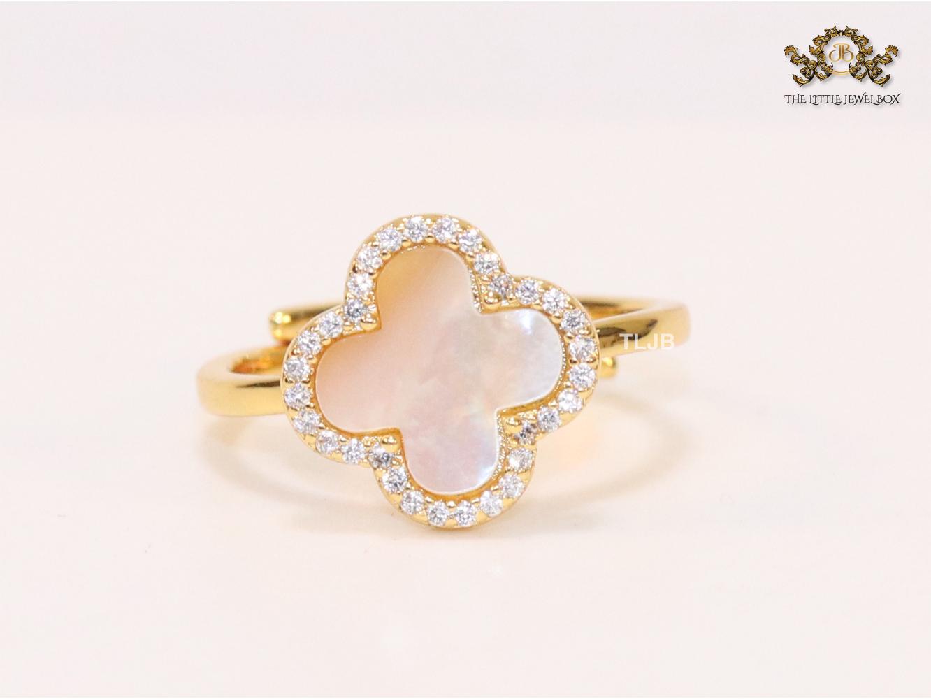 Off White MOP and cz ring