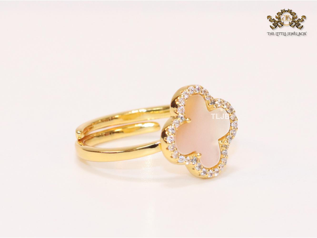 Off White MOP and cz ring