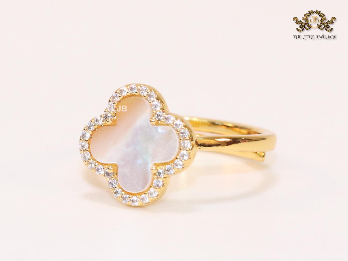 Off White MOP and cz ring