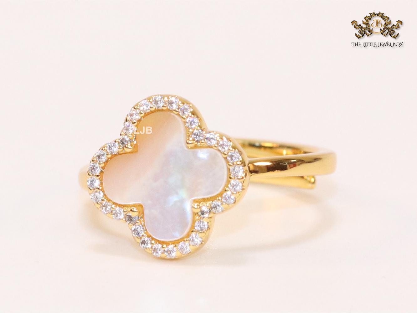 Off White MOP and cz ring