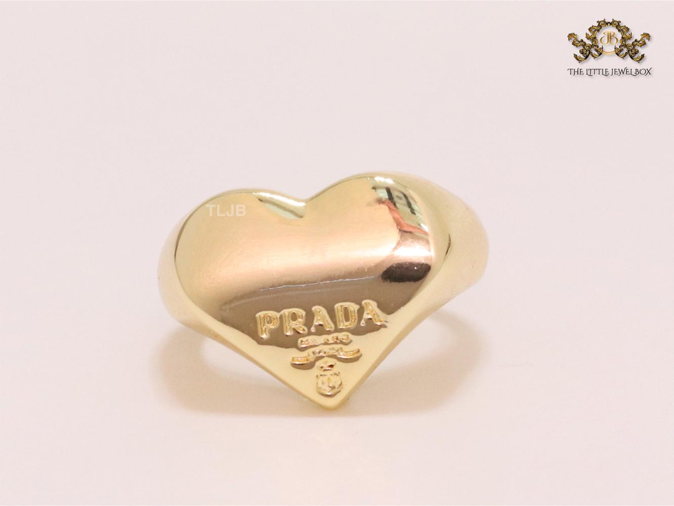 Alphabet P gold plated heart ring