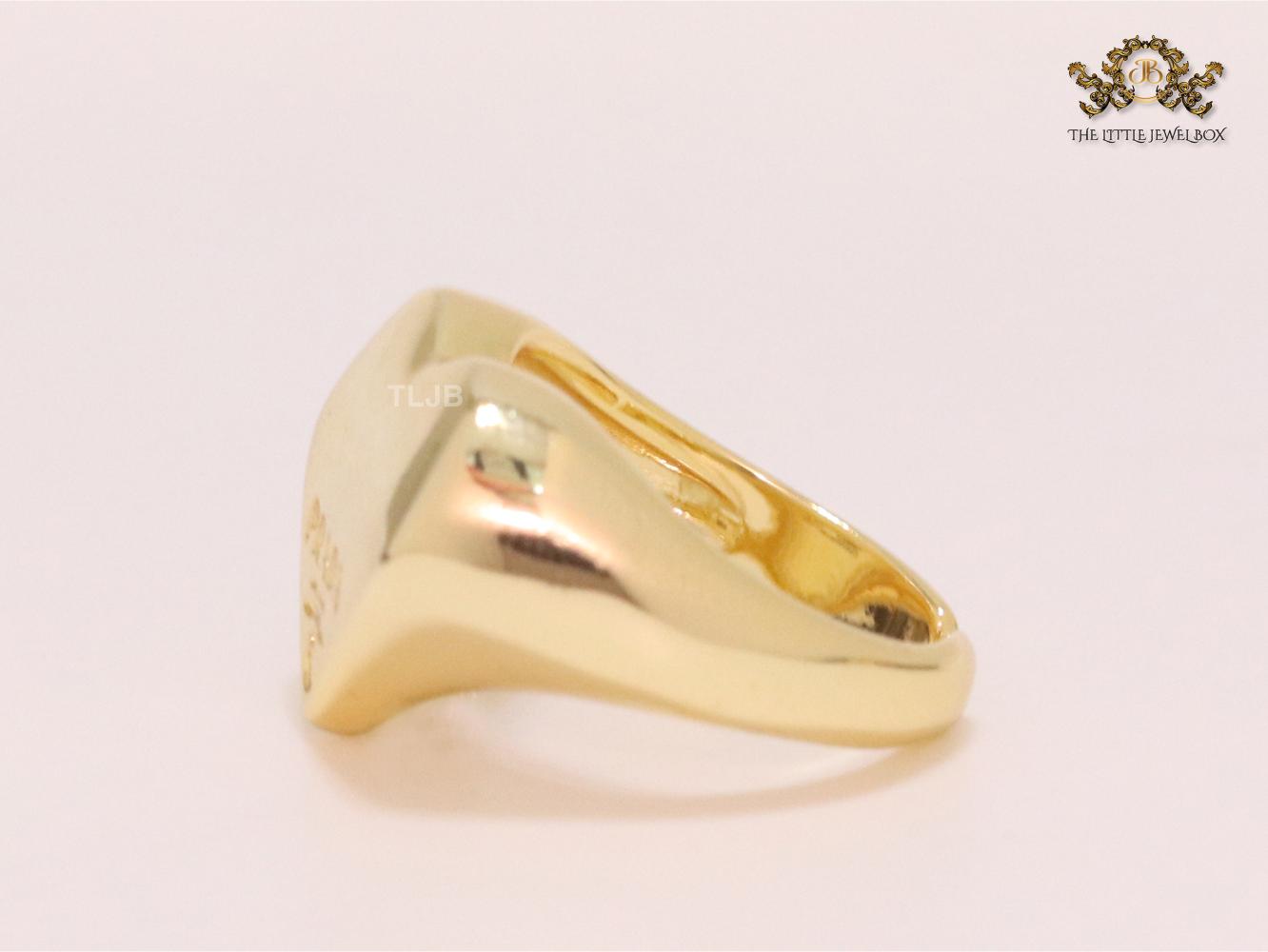 Alphabet P gold plated heart ring
