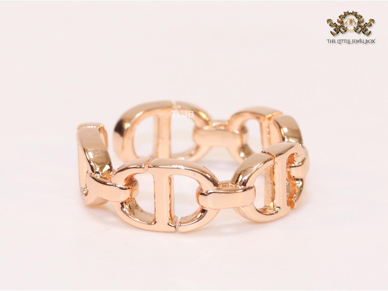 Alphabet CD rose gold plated ring