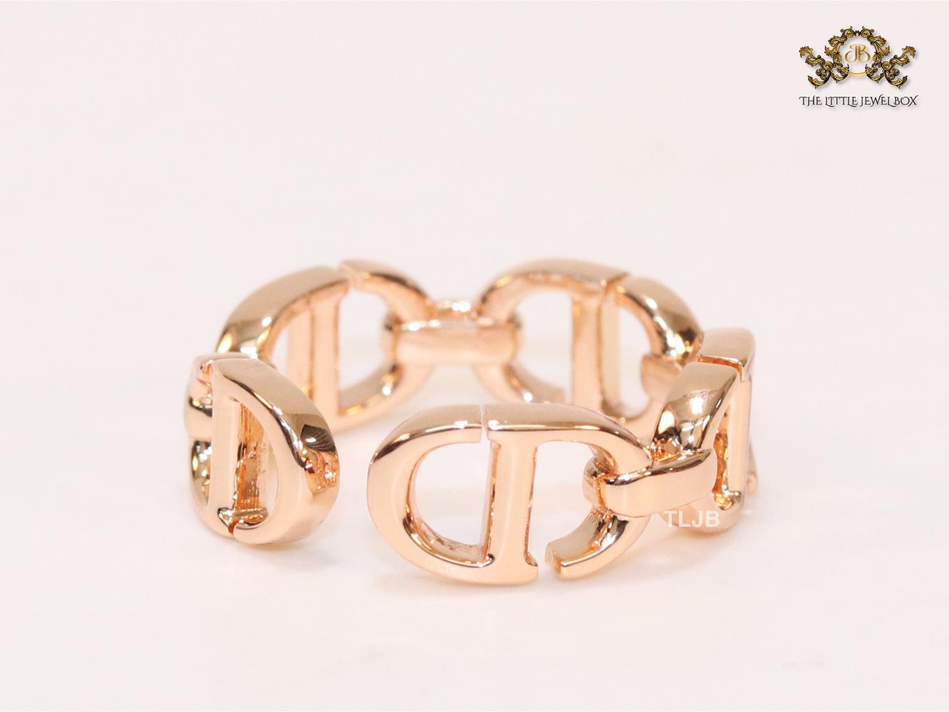 Alphabet CD rose gold plated ring