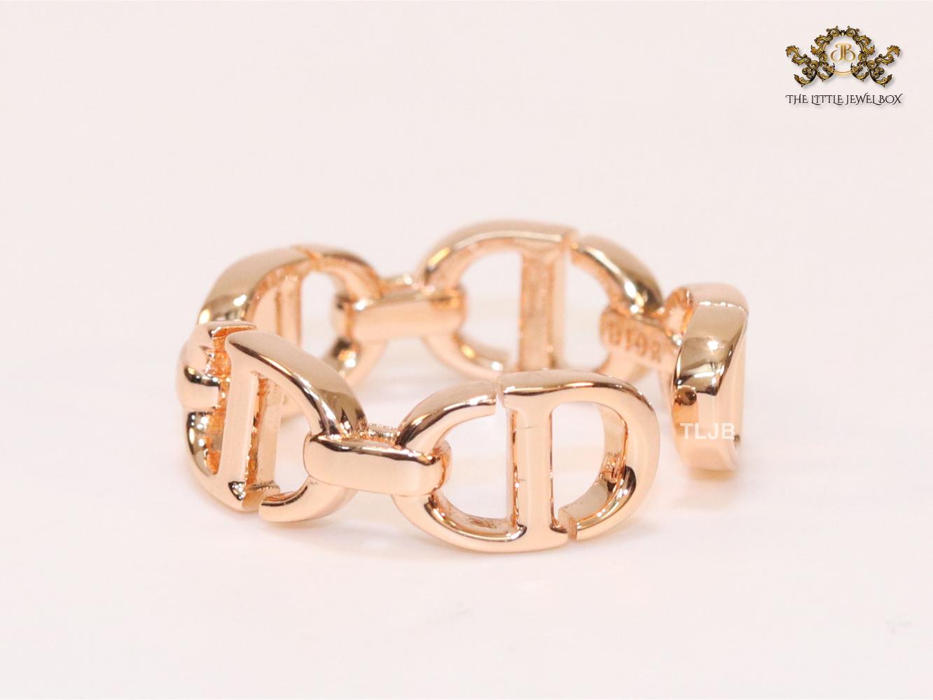 Alphabet CD rose gold plated ring