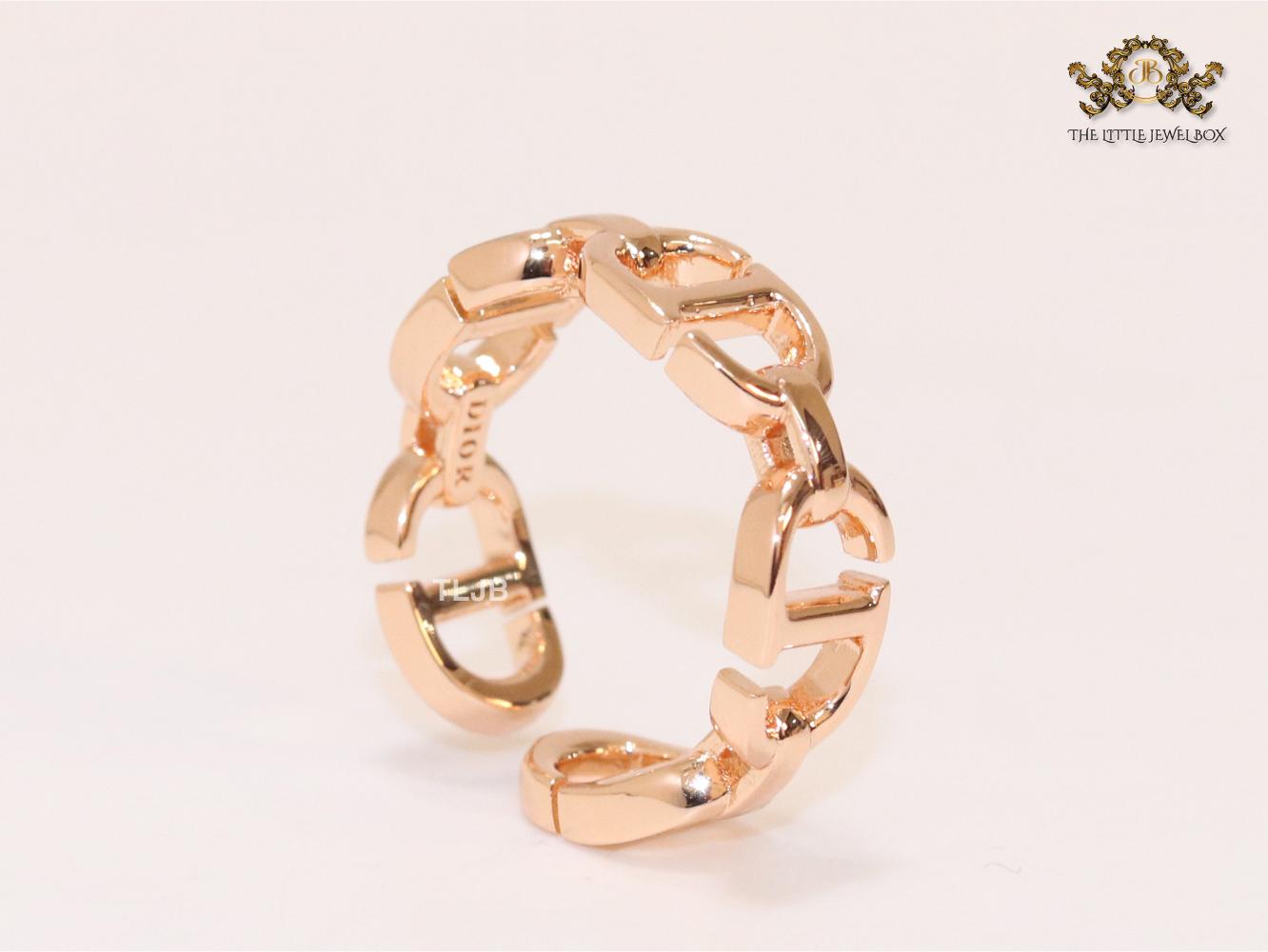 Alphabet CD rose gold plated ring