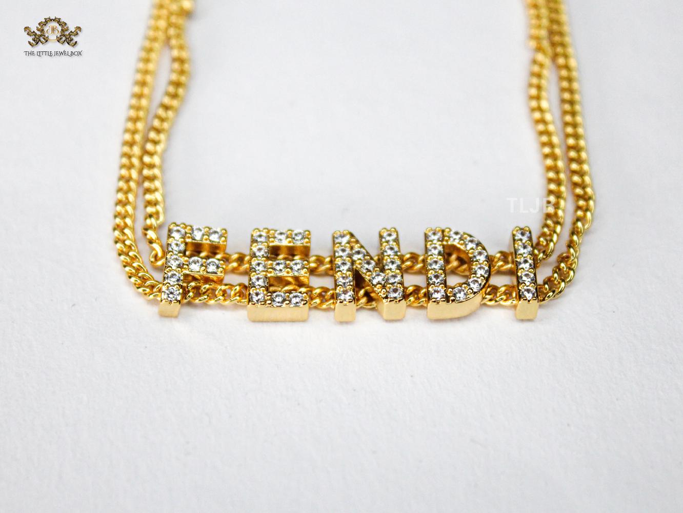 Alphabet F studded charm bracelet