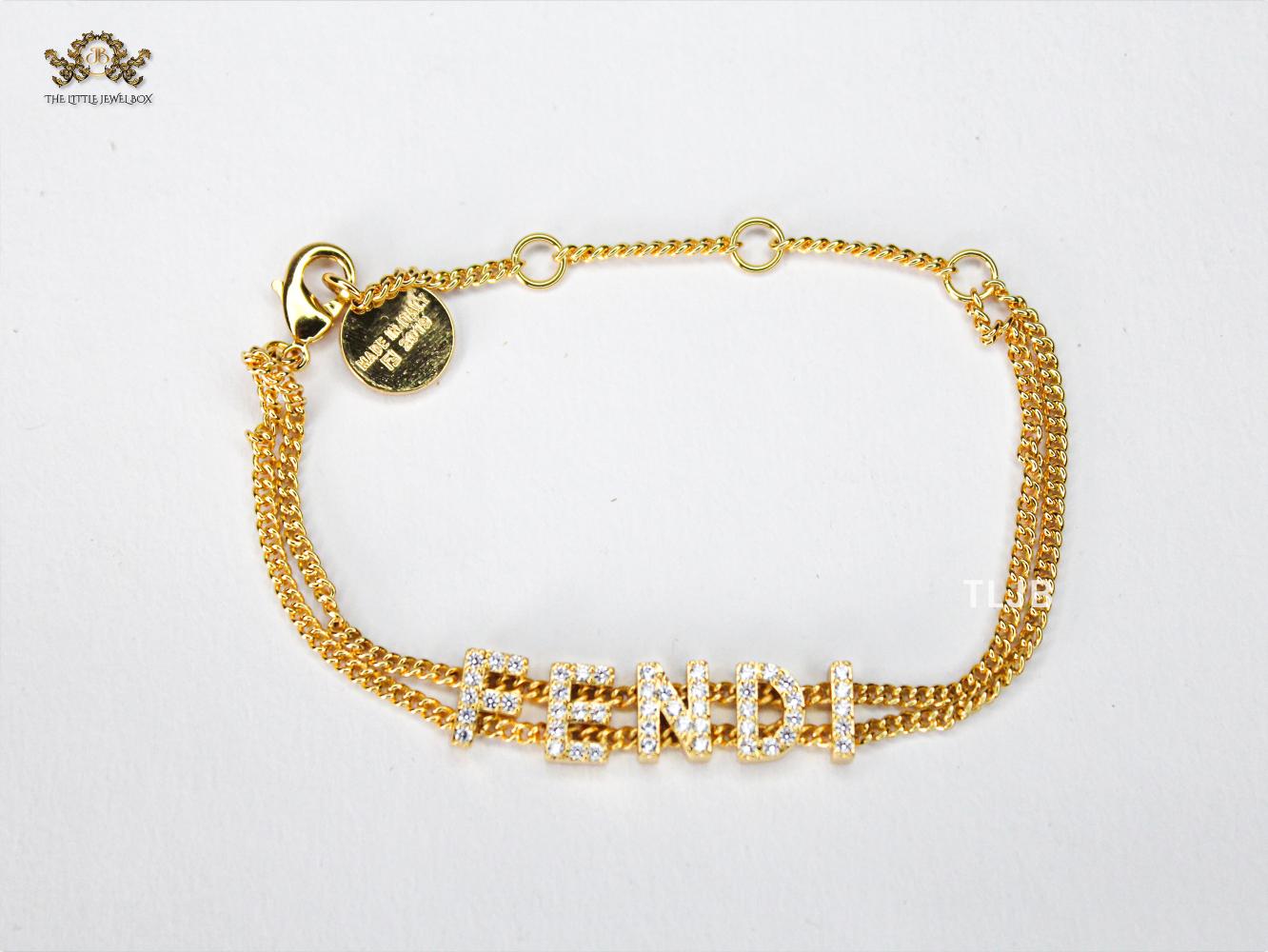 Alphabet F studded charm bracelet