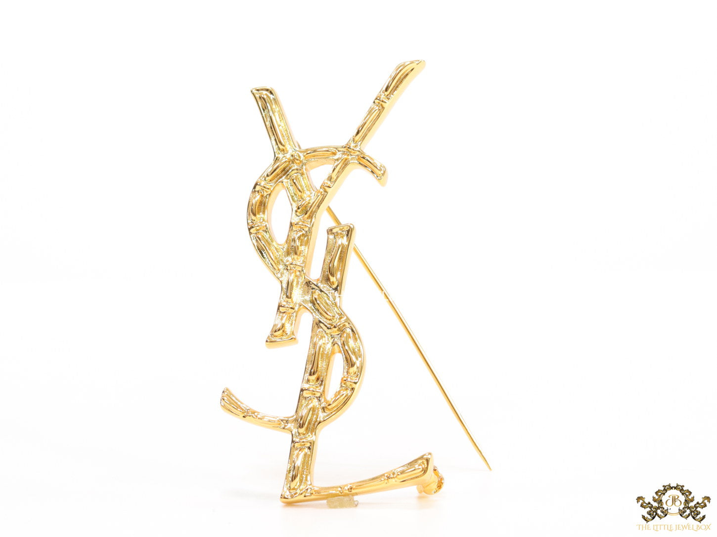 Glossy finish gold plated alphabet brooch