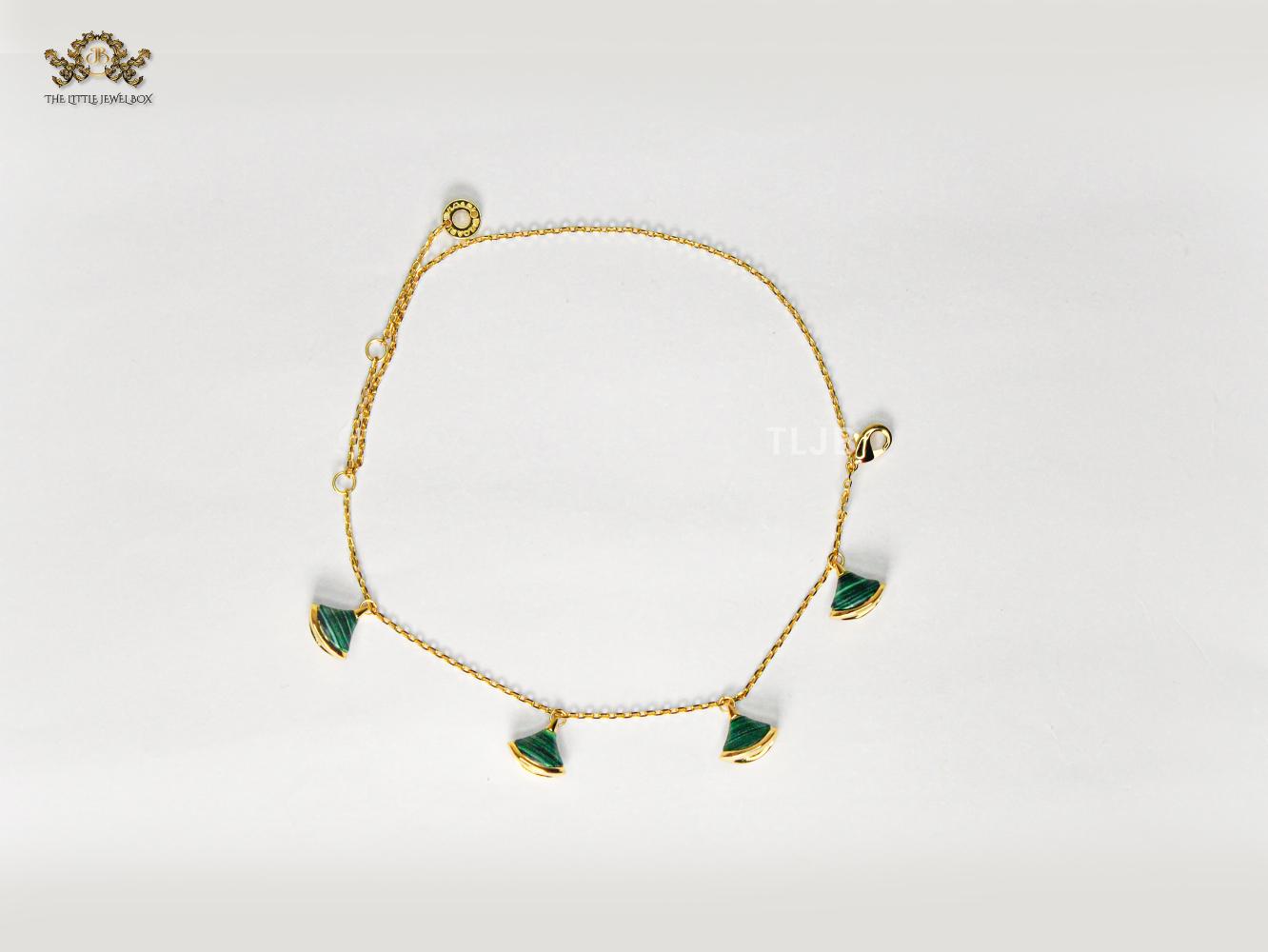 Alphabet Bvl minimal celestial charms bracelet green malachite