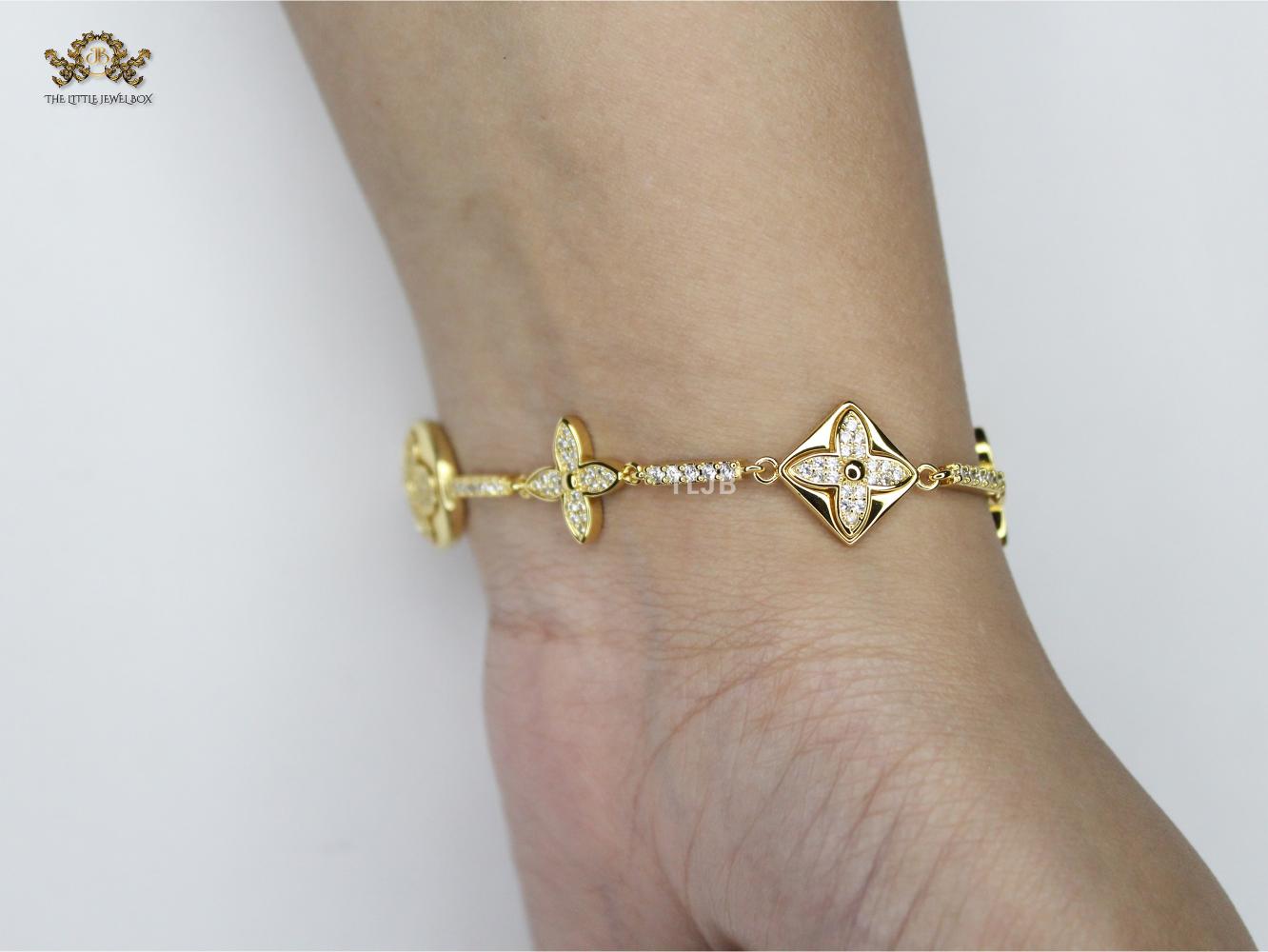 Alphabet L & V gold cz tennis bracelet