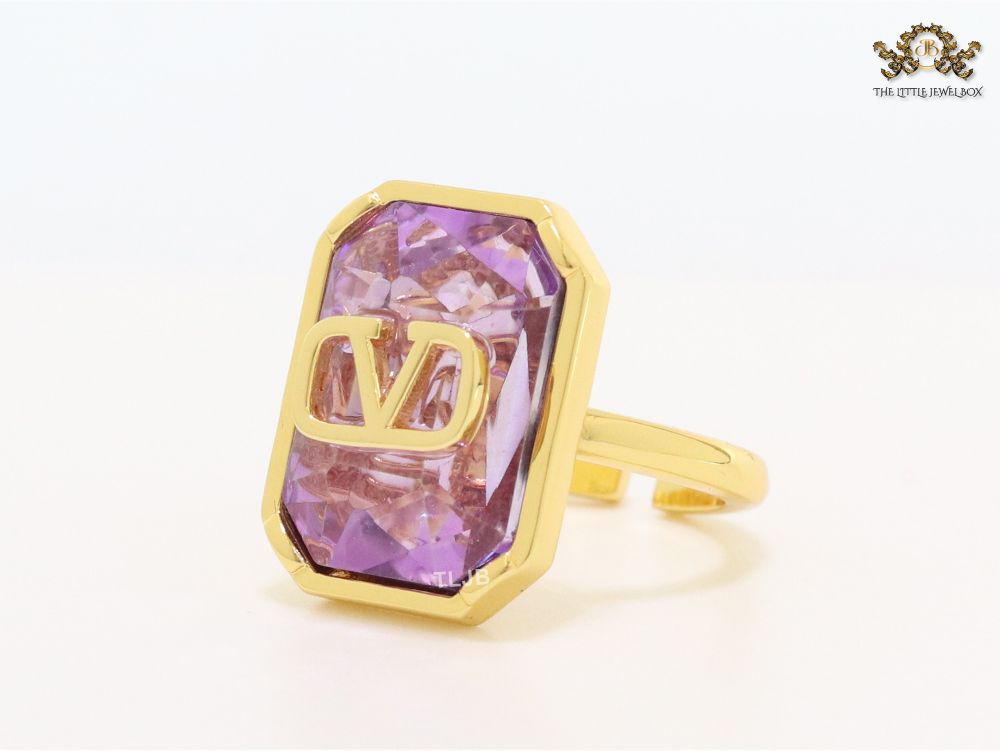 Open V purple stone ring