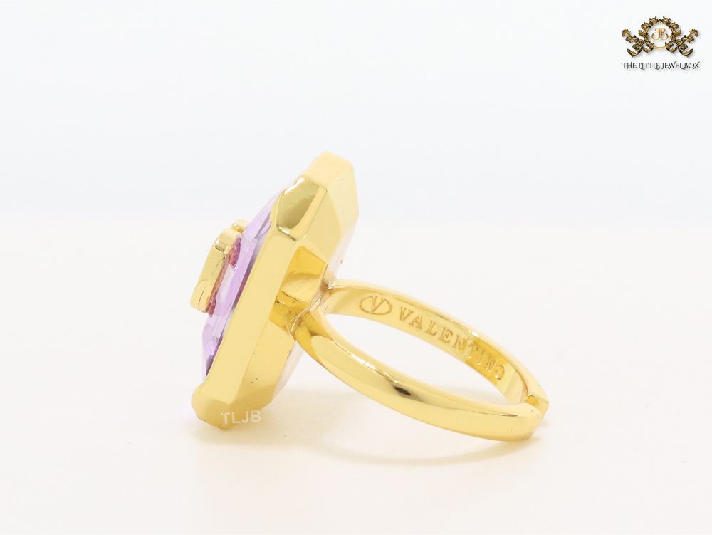 Open V purple stone ring